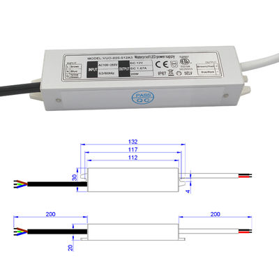 driver ultra sottile impermeabile di 20W Constant Voltage Power Supply 12V IP67 LED