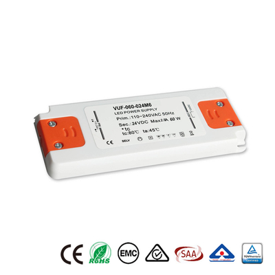 Alimentazione elettrica di plastica di CC 60W del driver 24V della classe 2 LED per la luce di striscia del LED