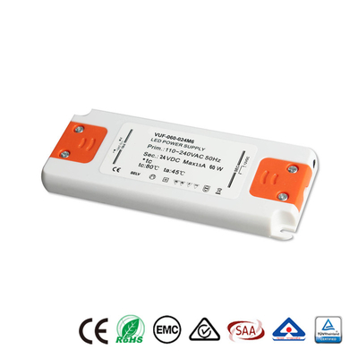 Alimentazione elettrica di plastica di CC 60W del driver 24V della classe 2 LED per la luce di striscia del LED