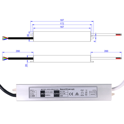 Certificato SAA Driver LED Slimline 12V 30W Tensione costante impermeabile IP67